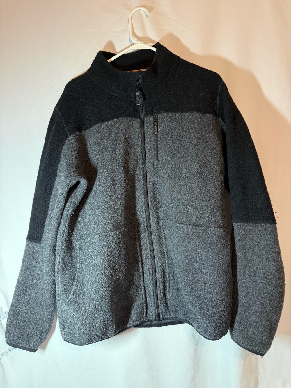 Smartwool Men’s L Wool Fleece Jacket Full Zip Black Gray Colorblock Outdoor